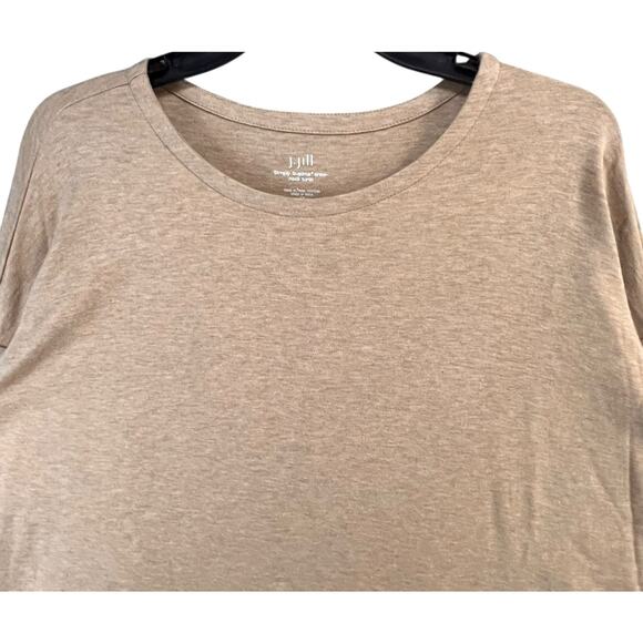 J Jill Simply Supima Tunic Top Womens 1X Tan Crew Neck Drop Shoulders Relaxed - Picture 3 of 14